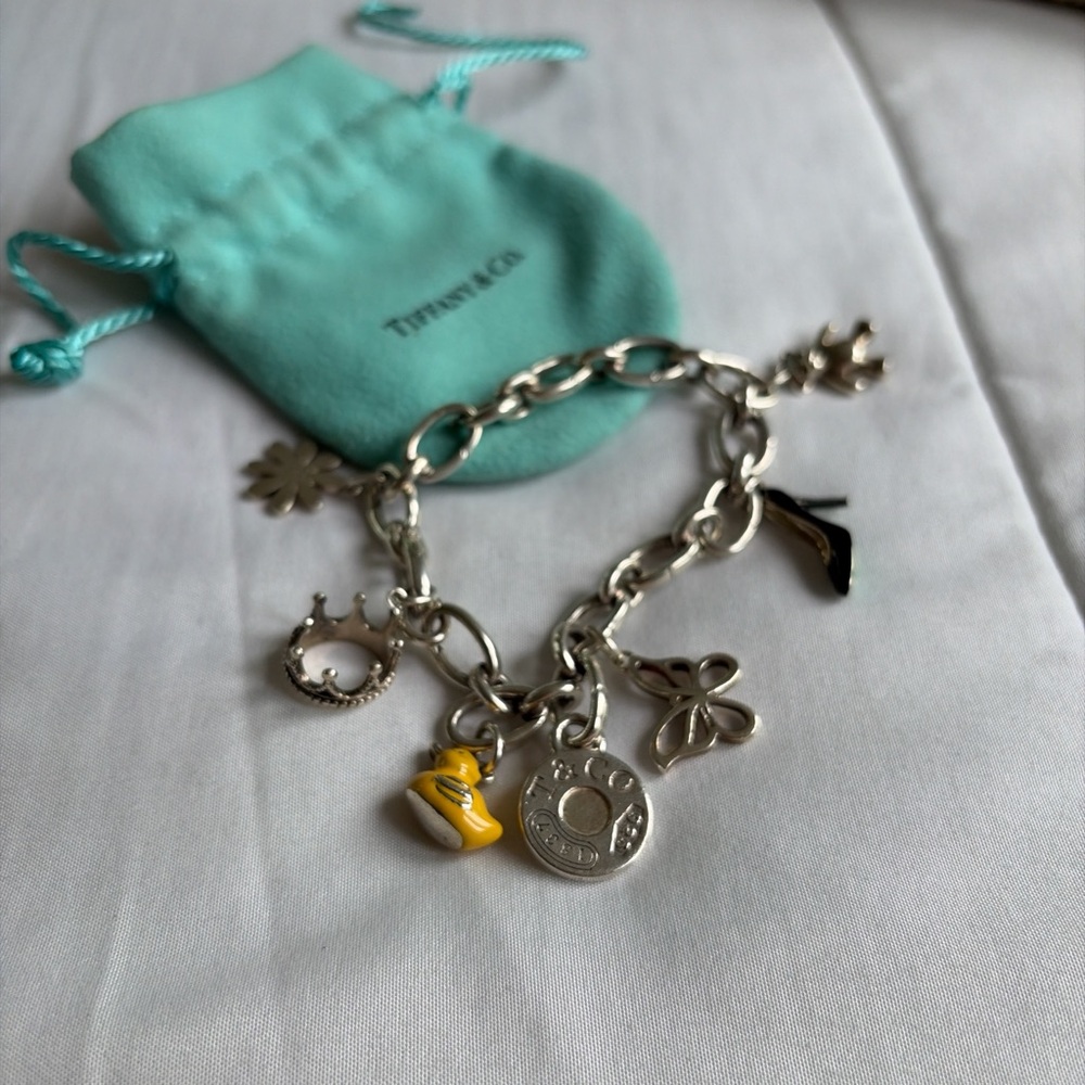 Tiffany & Co. Silver Charm Bracelet with Yellow Duck